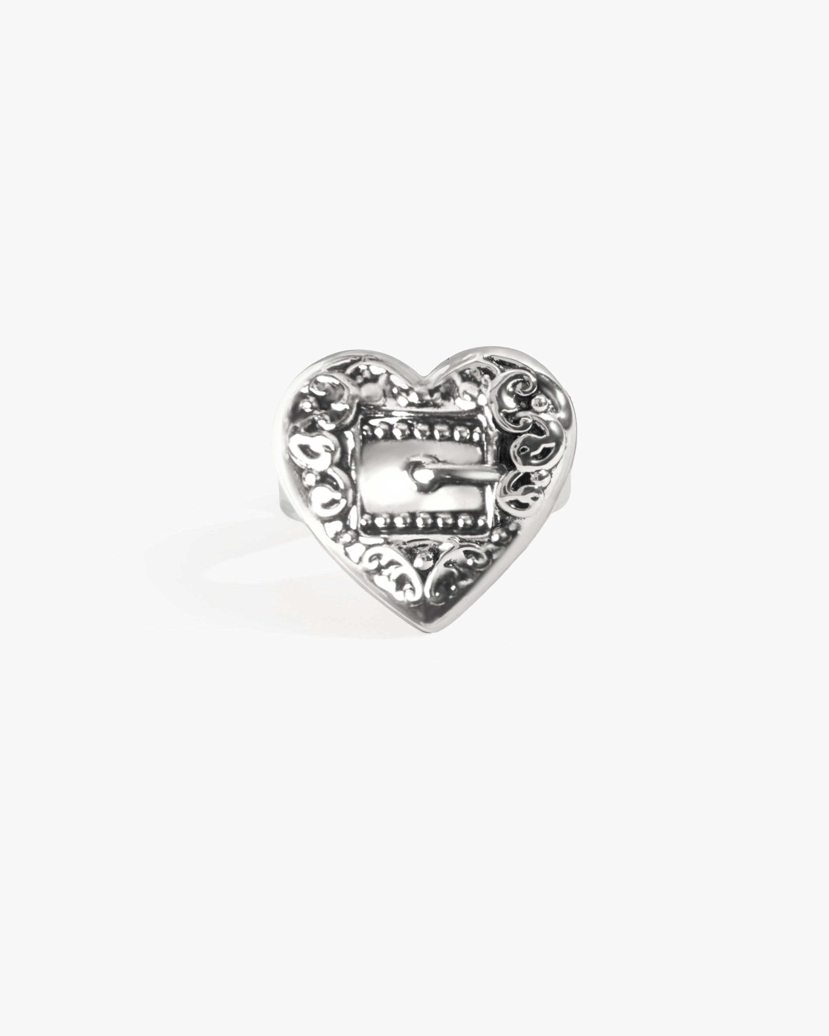 Belted Heart Ring in Silver